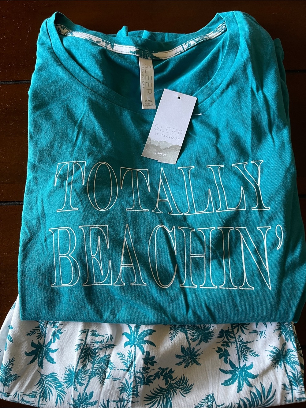 Lane Bryant Teal "Totally Beachin'" Pajama Set